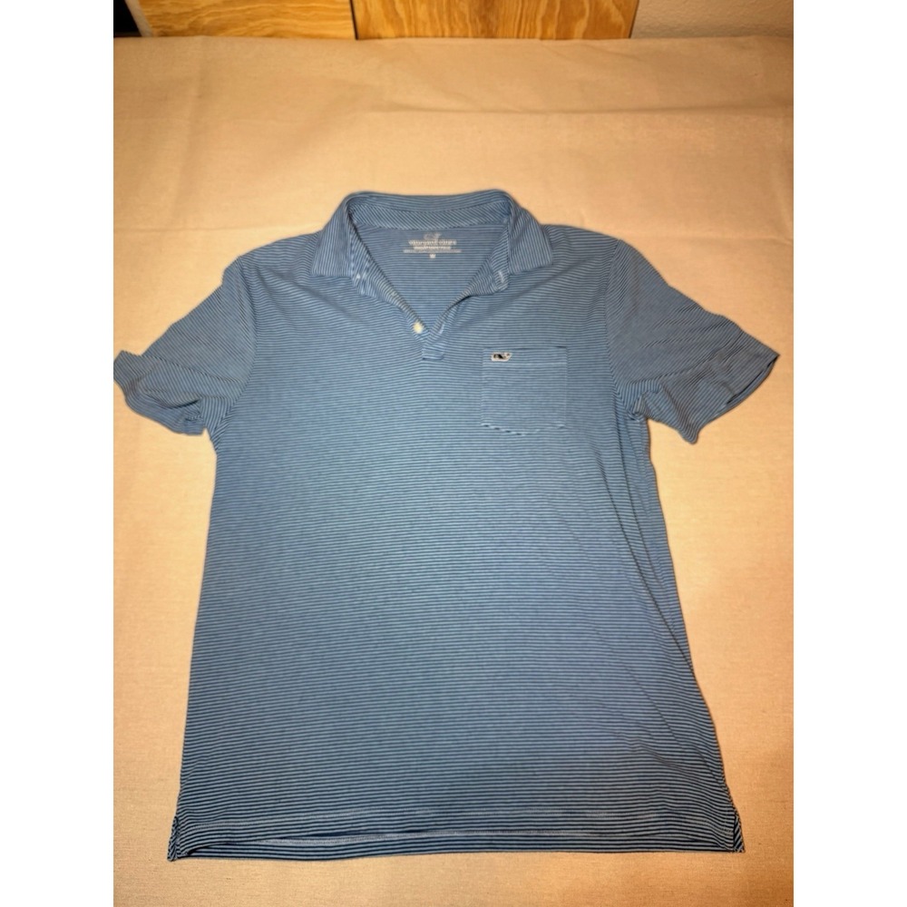 Vineyard Vines Polo Shirt blue And White Stripes Size M